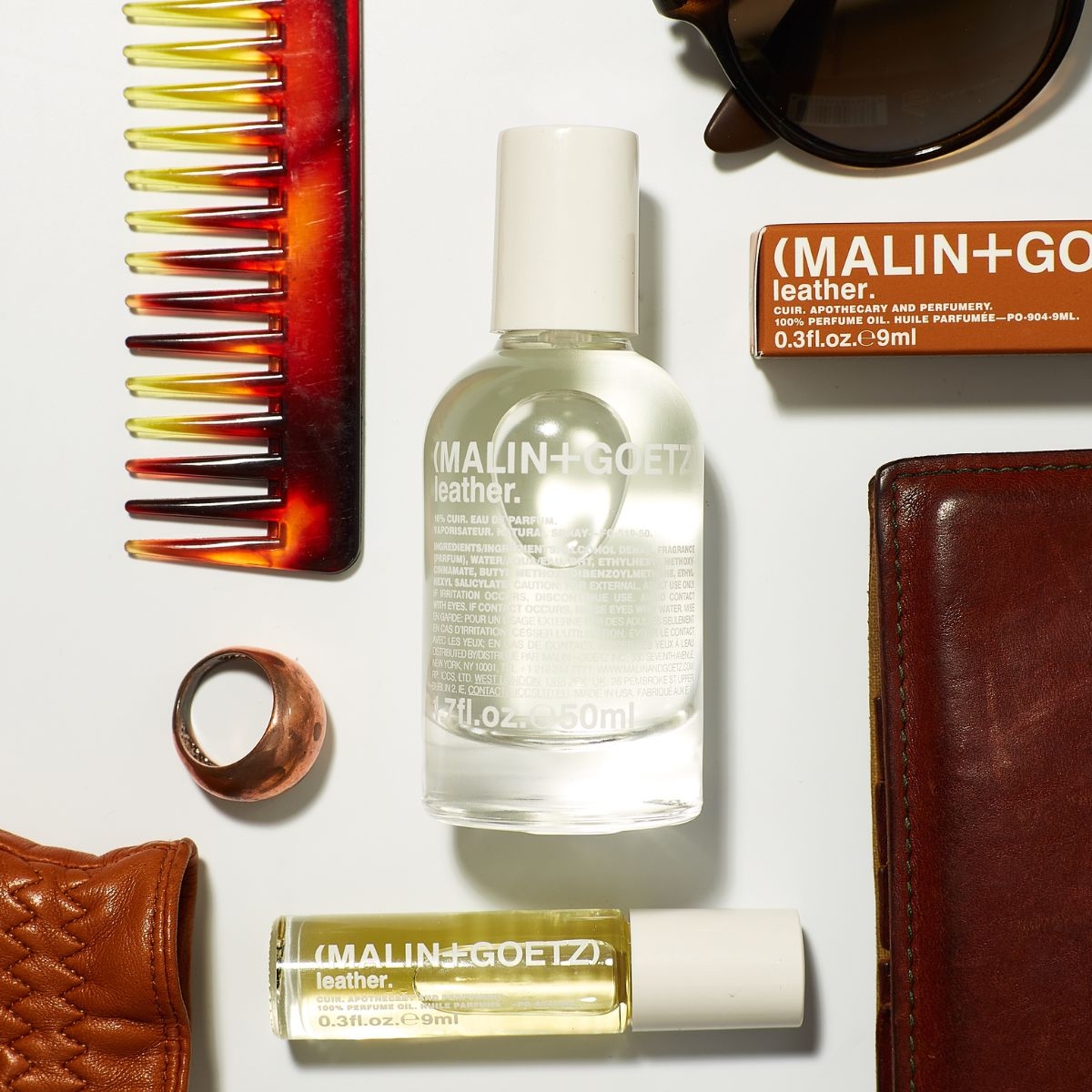 Afbeelding van Leather perfume oil - eau de parfum - scented candle van het merk Malin + Goetz