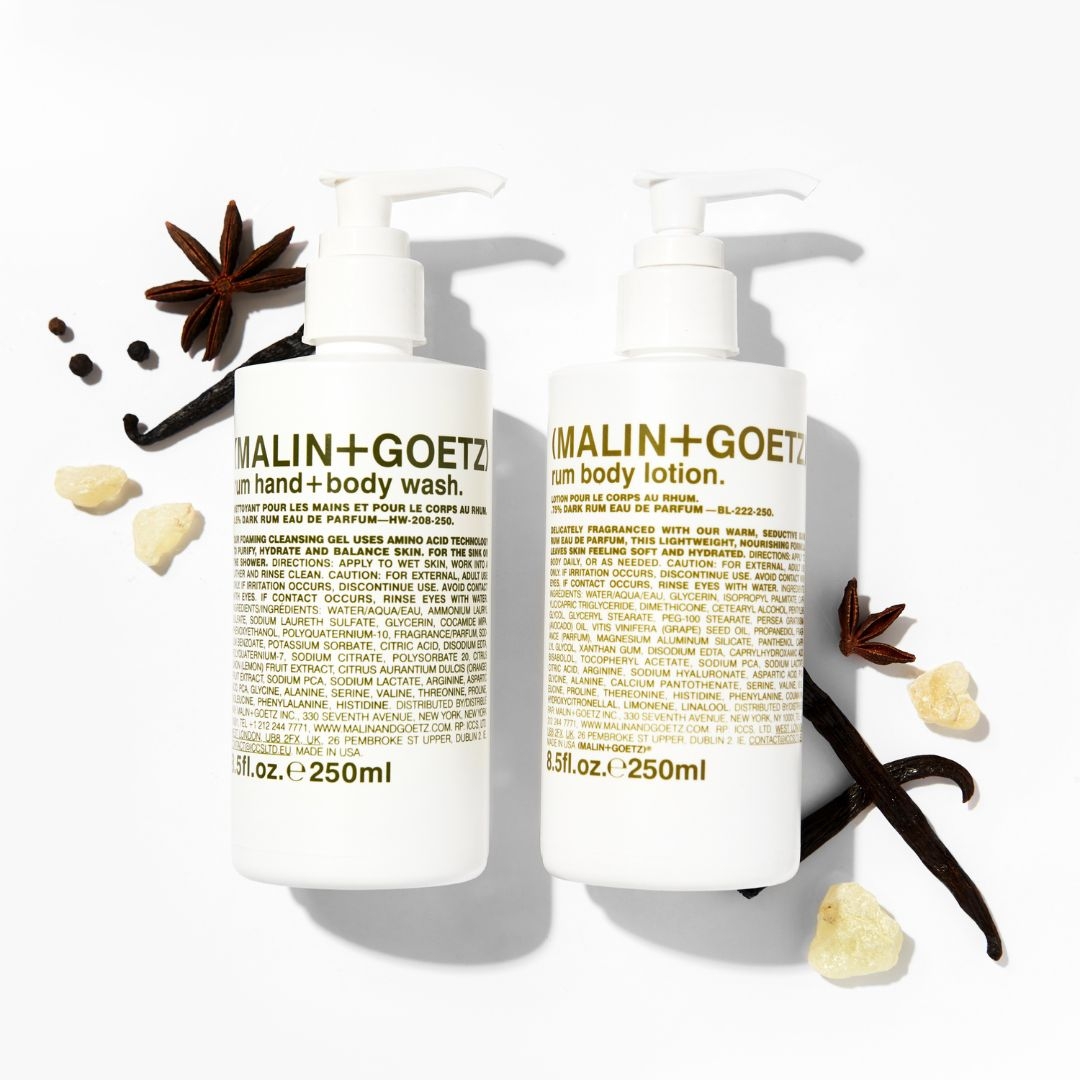 Malin + Goetz - rum hand + body wash & hand + body lotion | Perfume Lounge