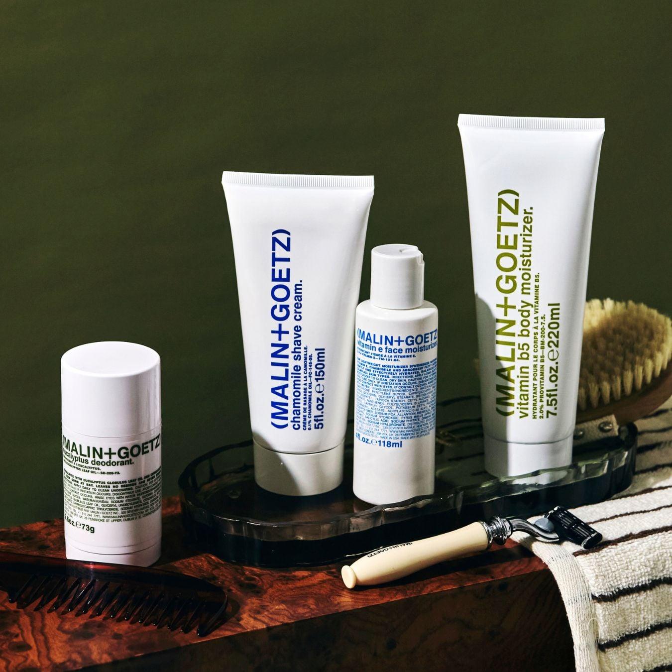 Malin + Goetz – Chamomile shave cream 150ml - deodorant - vitamin e face moisturizer - b5 body moisturizer