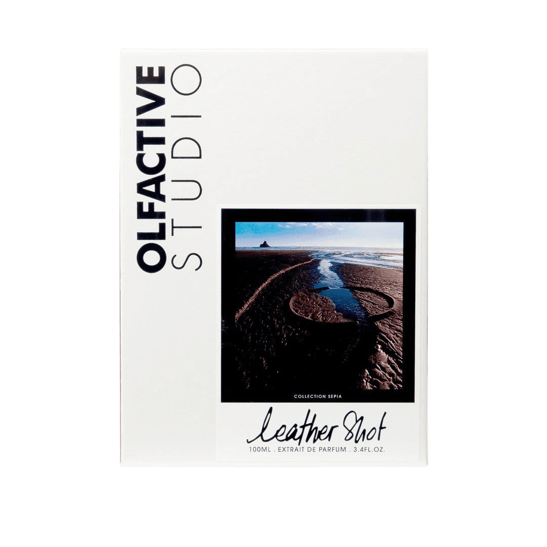 Olfactive Studio Leather Shot Sepia package | Perfume Lounge